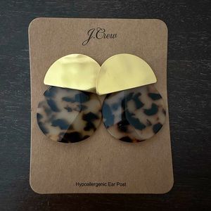 J Crew Gold and Tortoise Shell Statement Earrings